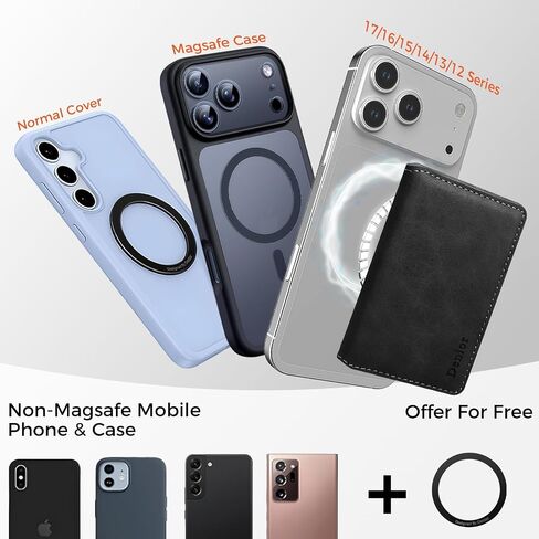 Denior for MagSafe Wallet Magnetic Card Holder, RFID Slim Card Holder, 3 Card Slots, Magnetic Compatible Slim for iPhone 16/15/14/13/12 Series Phone Wallet (Black) in Saudi Arabia