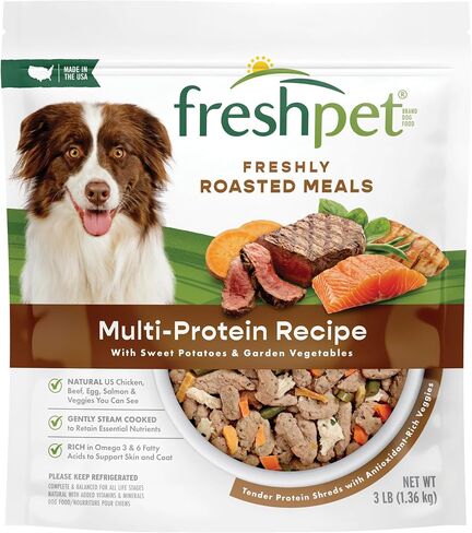 Freshpet Dog Food, Multi-Protein Complete Meal, Chicken, Beef, Egg and Salmon Recipe, 3Lb in Kuwait