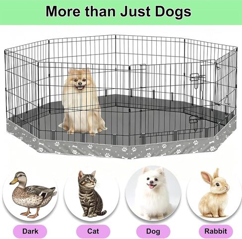 Dog Playpen Bottom Pad for 24" Metal Octagon 8-Panel Pet Pen | Waterproof Reusable Dog Training Mat | Design with Elastic Buckle Connections (Note: Playpen Not Included) (Black) in Saudi Arabia