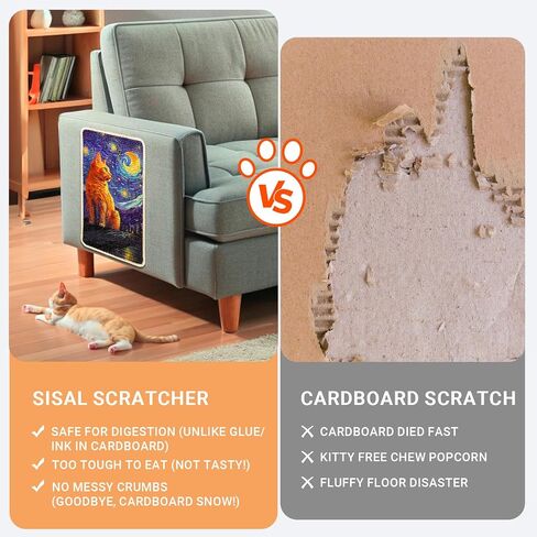 SOLDAY Sisal Cat Scratcher Mat for Floor Wall Carpet Couch Furniture, 22x13 inch Anti Scratch Furniture Protector, Cat Scratching Posts Board with Velcro Tape(Black Cat Rules) in Saudi Arabia