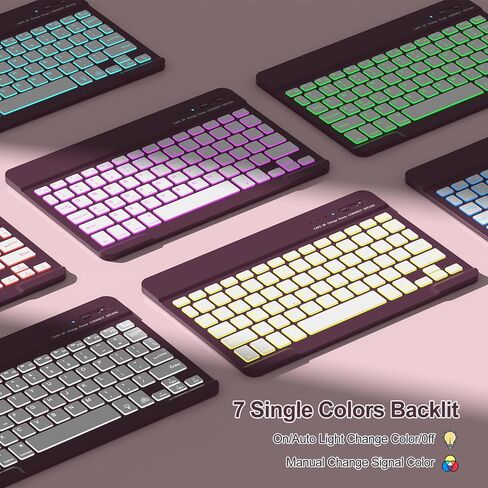 aMZCaSE لجهاز iPad الجيل العاشر مع لوحة مفاتيح 10.9 بوصة (2022)، حافظة لوحة مفاتيح بإضاءة خلفية 7 ألوان، غطاء لوحة مفاتيح لاسلكي قابل للفصل مع حامل أقلام لجهاز iPad الجيل العاشر الجديد، وردي فاتح in Kuwait