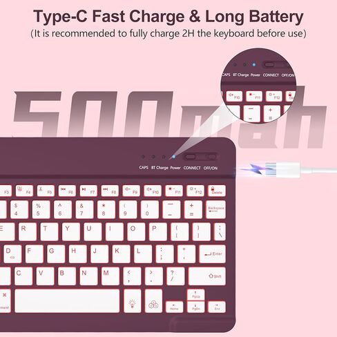 aMZCaSE لجهاز iPad الجيل العاشر مع لوحة مفاتيح 10.9 بوصة (2022)، حافظة لوحة مفاتيح بإضاءة خلفية 7 ألوان، غطاء لوحة مفاتيح لاسلكي قابل للفصل مع حامل أقلام لجهاز iPad الجيل العاشر الجديد، وردي فاتح in Kuwait