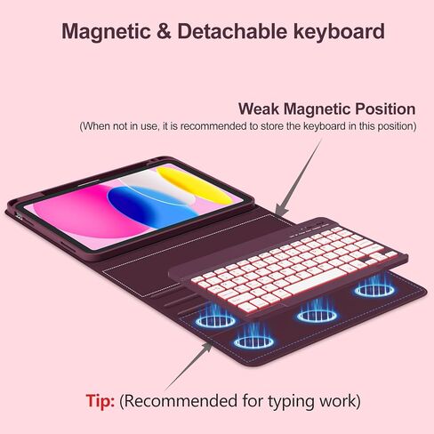 aMZCaSE لجهاز iPad الجيل العاشر مع لوحة مفاتيح 10.9 بوصة (2022)، حافظة لوحة مفاتيح بإضاءة خلفية 7 ألوان، غطاء لوحة مفاتيح لاسلكي قابل للفصل مع حامل أقلام لجهاز iPad الجيل العاشر الجديد، وردي فاتح in Kuwait