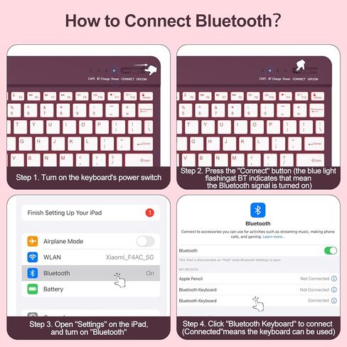 aMZCaSE لجهاز iPad الجيل العاشر مع لوحة مفاتيح 10.9 بوصة (2022)، حافظة لوحة مفاتيح بإضاءة خلفية 7 ألوان، غطاء لوحة مفاتيح لاسلكي قابل للفصل مع حامل أقلام لجهاز iPad الجيل العاشر الجديد، وردي فاتح in Kuwait