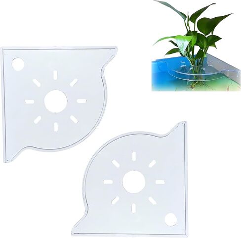 2 PCS Aquarium Corner Shelf مع حامل النبات ، يجلس على حافة الخزان ، مثالية للنباتات المائية ، ديكور خزان الأسماك وملحقاتها ، تناسب معظم الخزانات ، خاصةً مقابل 20 جالونًا أو أكبر (أبيض) in Kuwait