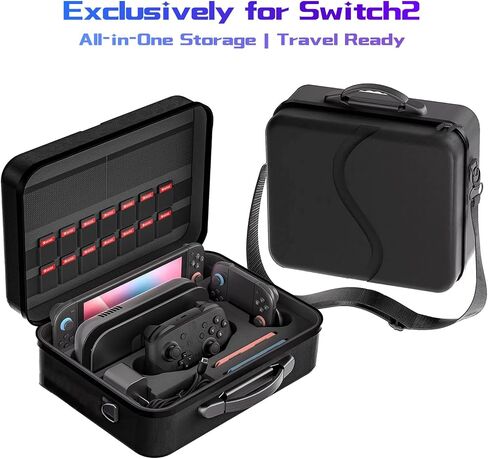 Gaekol All in One Carrying Case for Nintendo Switch 2(2025), Waterproof Large Hard Travel Storage Bag for Switch 2, Pro Controller, Joy-Cons Grip, Dock, 18 Game Card Slots and Accessories, Grey in Saudi Arabia