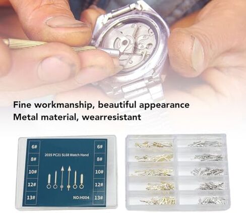 Replacement Watch Hands Set, Metal Watch Hands for 2035 PC21 SL68 Quartz Watch Movements, 100 Sets, Simplify Repairs and Enhance Aesthetics (Luminous Gold) in Kuwait