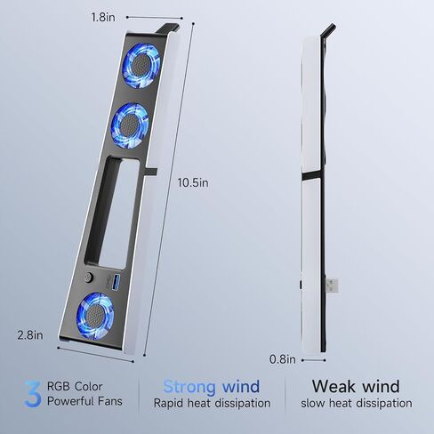 Brhe PS5 Pro Cooling Fan ، PS5 Pro Cooling Accessories لـ PS5 Pro Digital/Discs Edition مع 3 منافذ المعجبين/USB 3.0 ، مروحة التبريد لـ PlayStation5 Pro مع LED Light ， ليس لـ PS5 2020 و PS5 Slim in Kuwait