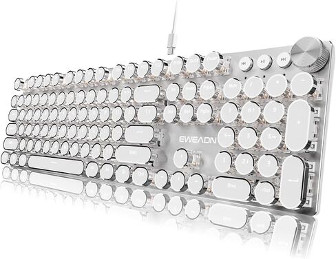 Wired Typewriter Mechanical Keyboard, Retro Punk Keyboard with Media Knob in Saudi Arabia