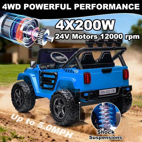 NEWQIDA 24V 2 Seater Ride on Car w/Remote Control 4wd Kids Electric Vehicles Ride on Toys Car, EVA Tires Wheels, 20" Spacious Seat, LED Lights, Music, Spring Suspension, 4x200W Motors, Hot Pink in Kuwait