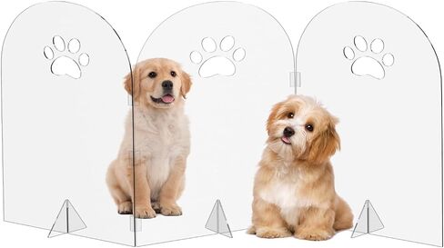 Acrylic Dog Gate Thickened Clear Pet Fence Foldable Freestanding Indoor Barrier for Puppies, Kittens (4 Panels - 80''W x 24''H) in Saudi Arabia