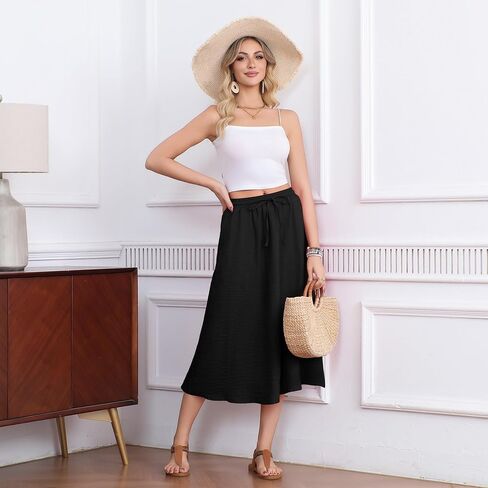 Witsmile Summer Skirts with Pockets 2025 Boho Midi Length Skirt High Waisted Beach Cover Up for Women Trendy(S-2XL) in Kuwait