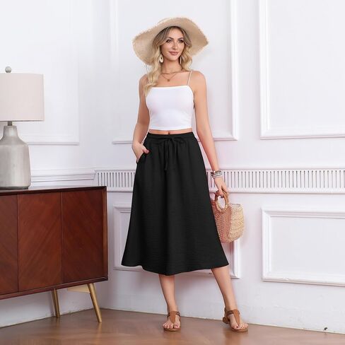 Witsmile Summer Skirts with Pockets 2025 Boho Midi Length Skirt High Waisted Beach Cover Up for Women Trendy(S-2XL) in Kuwait
