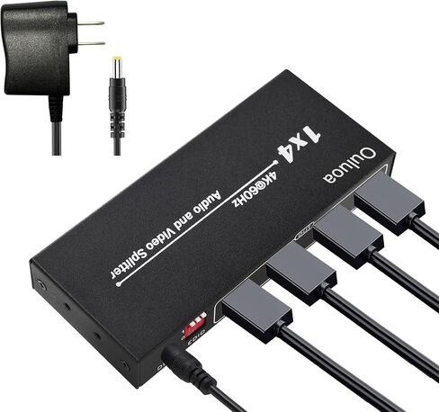 HDMI 2.1 Splitter 1 in 2 Out ، 4K@120Hz 8K@60Hz ، HDCP BYPASS 2.3 ، EDID Management ، DownScaler ، VRR Allm ، 7.1CH Audio ، Powered HDMI Flitter for PS5/Xbox/Projector/Monitor in Kuwait