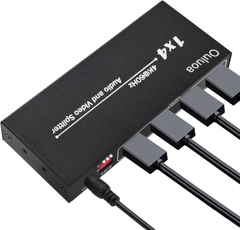 HDMI 2.1 Splitter 1 in 2 Out ، 4K@120Hz 8K@60Hz ، HDCP BYPASS 2.3 ، EDID Management ، DownScaler ، VRR Allm ، 7.1CH Audio ، Powered HDMI Flitter for PS5/Xbox/Projector/Monitor in Kuwait