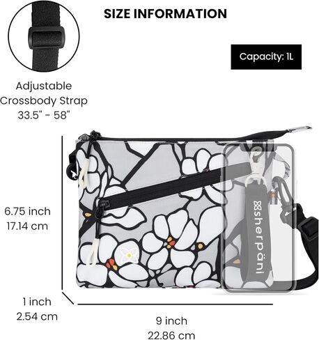 Sherpani Zoom, Small Crossbody Purse, Nylon Crossbody Bag, Lightweight Cross Body Bag, Sleek Dual Pouch, Purses for Women in Saudi Arabia