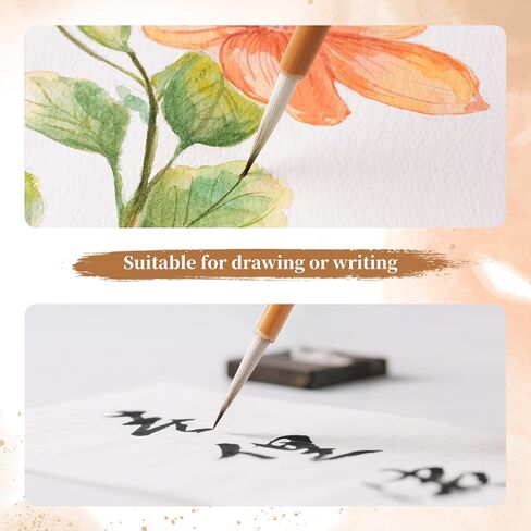 Watercolor Paint Brushes, 5pcs Fuumuui Professional Sable Brush, Wool & Synthetic Squirrel Brushes Set with Extended Needle, Round Point, Flat, Quill Wash Perfect for Watercolor Acrylic Gouache Inks in Saudi Arabia