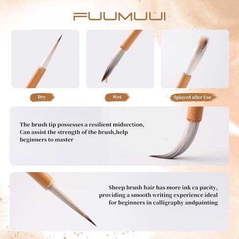 Watercolor Paint Brushes, 5pcs Fuumuui Professional Sable Brush, Wool & Synthetic Squirrel Brushes Set with Extended Needle, Round Point, Flat, Quill Wash Perfect for Watercolor Acrylic Gouache Inks in Saudi Arabia