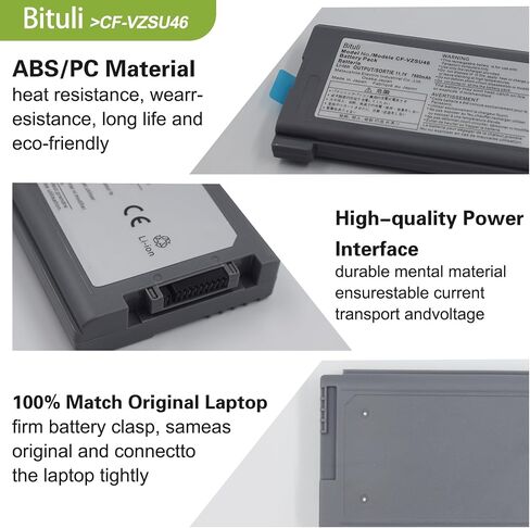 FZ-VZSU1HU Laptop Battery Replacement Pack for PANASONIC TOUGHBOOK 55 Series FZ-55 Mk1 Mk2 PN 3INR19/66-2 Higher Capacity (10.8V 68Wh/6300mAh) in Kuwait