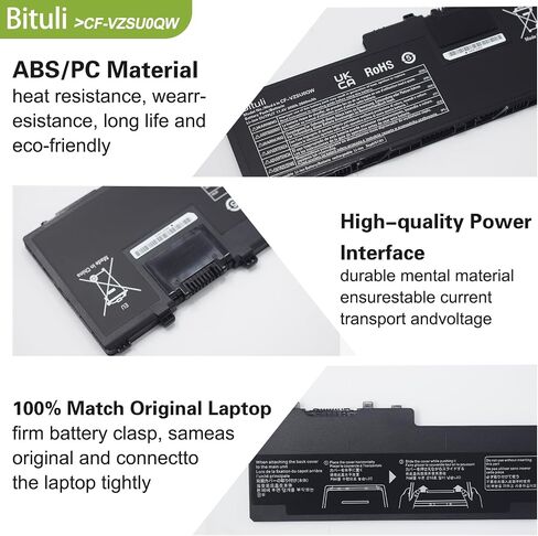 FZ-VZSU1HU LAPTOP PRATTION PACK PACK لـ PANASONIC THAGHBOOK 55 Series FZ-55 MK1 MK2 PN 3INR19/66-2 أعلى سعة أعلى (10.8V 68W/6300MAH) in Kuwait