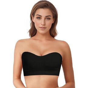 Strapless Bras for Women, Non-Slip Silicone Bandeau Bra, Wireless Padded Bralette Seamless Tube Top Push Up Bra (Beige, S) in Kuwait