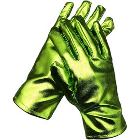 1 Pair of Shiny Metallic Spandex Gloves Faux Leather Cropped Gloves for Halloween Cosplay Costume Party Favors in Kuwait