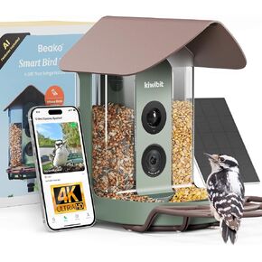 Beako™ AI Smart Bird Feeder with 4K Camera Solar Powered for Outdoors - Ultra HD Live Stream, 10,000+ Species Identification, Real-Time Alerts, Easy Setup & Refill, No Subscription in Kuwait
