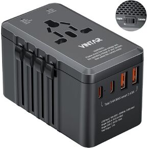 220V to 110V Travel Voltage Converter US to Europe, VINTAR 2000W International Universal Travel Adapter with 4 USB Ports (2 USB C), Step Down Power Converter Adapter Combo for EU UK US AUS in Kuwait