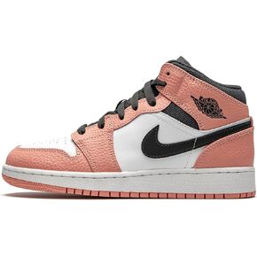 Jordan 1 Mid Little Kids 'أحذية (DQ8424-071 ، الذهب الأسود/الأبيض/المعدني) الحجم 1 in Kuwait