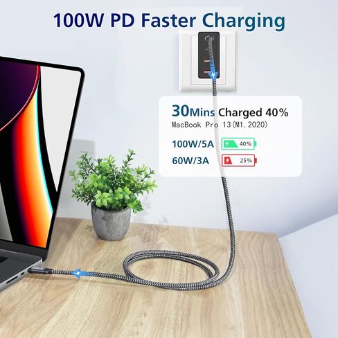 4K144Hz USB C20GBPS إلى USB C 3.1 نقل بيانات الكابلات Gen 2 ، 4K144Hz مراقبة مخرجات الفيديو Cable 100W PD الشحن السريع - الحجم الصغير ، لـ iPhone 15 ، MacBook ، iPad Pro 2020 in Kuwait
