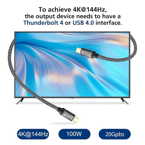 4K144Hz USB C20GBPS إلى USB C 3.1 نقل بيانات الكابلات Gen 2 ، 4K144Hz مراقبة مخرجات الفيديو Cable 100W PD الشحن السريع - الحجم الصغير ، لـ iPhone 15 ، MacBook ، iPad Pro 2020 in Kuwait