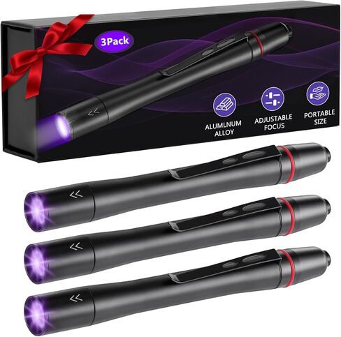3Pack Pen Flashlight, Pen Light Flashlights High Lumens, Small LED Flashlight, Adjustable Tactical Flash Light, Waterproof Pocket Flashlights with Clip, Aluminum Mini Lights for Inspection Emergency in Kuwait