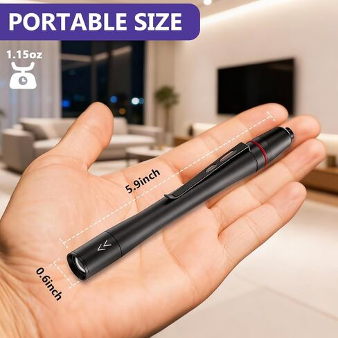 3Pack Pen Flashlight, Pen Light Flashlights High Lumens, Small LED Flashlight, Adjustable Tactical Flash Light, Waterproof Pocket Flashlights with Clip, Aluminum Mini Lights for Inspection Emergency in Kuwait