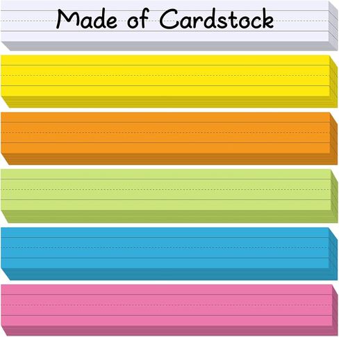 120Pcs Colored Sentence Strips for Teacher Supplies, 3" x 12" Ruled Word Learning Strips for Writing Words (6 Colors) in Saudi Arabia