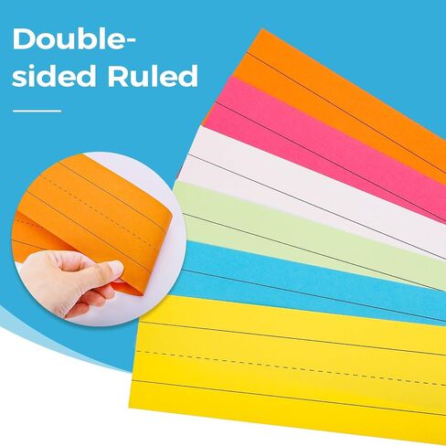120Pcs Colored Sentence Strips for Teacher Supplies, 3" x 12" Ruled Word Learning Strips for Writing Words (6 Colors) in Saudi Arabia