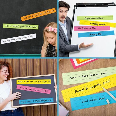 120Pcs Colored Sentence Strips for Teacher Supplies, 3" x 12" Ruled Word Learning Strips for Writing Words (6 Colors) in Saudi Arabia