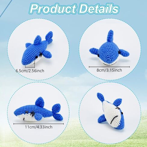 ORIGACH 4 Sets Crochet Shark Kit for Beginner Adults, Handmade Shark Starter Crochet kit Complete Crochet Set with Step by Step Video Tutorial Instruction in Saudi Arabia