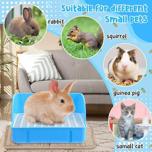 Honeydak 10 Pcs Rabbit Starter Kit Small Litter Box Bunny Grooming Kit Scratch Pads Hay Feeder Bowl Ice Pad with Bunny Toys for Guinea Pig Rabbit Accessories(Beige) in Saudi Arabia