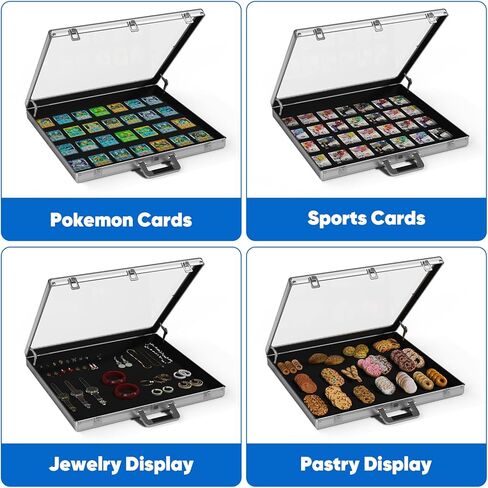 Portable Trade Show Display Case, 34'' x 22'' Card Show Display Case with Locks, Aluminum Showcase for Cards, Jewelry, Pastry Display in Kuwait