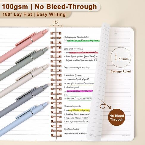 Stationery Gift Set for Women, PU Leather Spiral Notebooks, Gel Pens, Vintage Sticky Notes, Steel Bookmark, Index Tabs & Gift Box - Cute Aesthetic Office Supplies for Girls in Kuwait