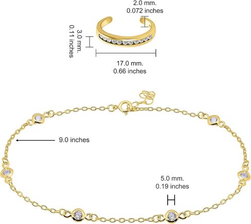 Hoops & Loops 925 Sterling Silver Silver Zirconia Zirconia ankle bracelet & the typer the the the the tee for for women teen girls ، 9 inces + 1 inc extender | Summber Beach Boho Cute Anklet Foot Jewelry in Saudi Arabia