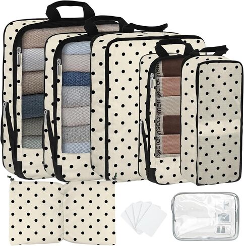 7 Pcs Compression Packing Cubes for Travel, Waterproof Suitcase Luggage Backpack Organizer with Toiletry Bag Travel Essentials for Women/Men-Flowers in Saudi Arabia