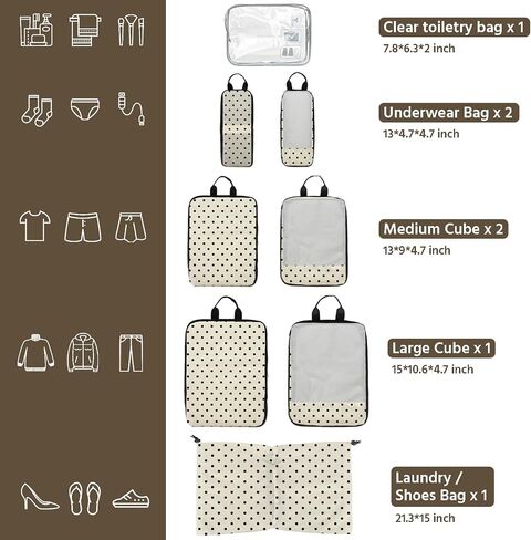 7 Pcs Compression Packing Cubes for Travel, Waterproof Suitcase Luggage Backpack Organizer with Toiletry Bag Travel Essentials for Women/Men-Flowers in Saudi Arabia