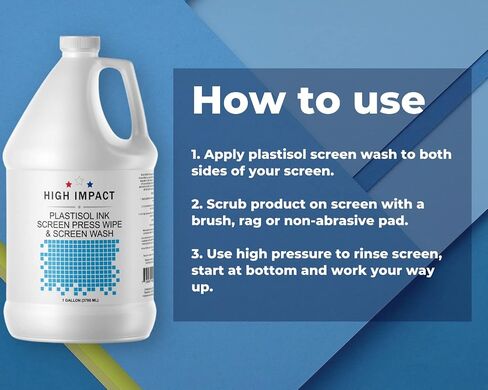 Plastisol Screen Wash by High Impact - in-Sink and On Press Screen Wash Ink Degradant and Cleaner for Screen Printing Inks - Designed to Remove Plastisol Ink- Made in USA - 1 Gallon (Pack of 1) in Kuwait
