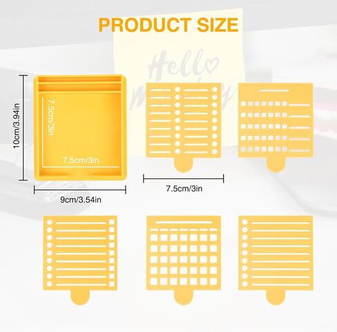 Sticky Note Stencil and Holder with Five Different Stencil, Black Reusable 3x3 Inch Post It Note Organizer for Desk in Saudi Arabia