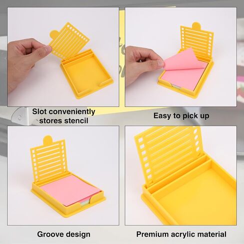 Sticky Note Stencil and Holder with Five Different Stencil, Black Reusable 3x3 Inch Post It Note Organizer for Desk in Saudi Arabia