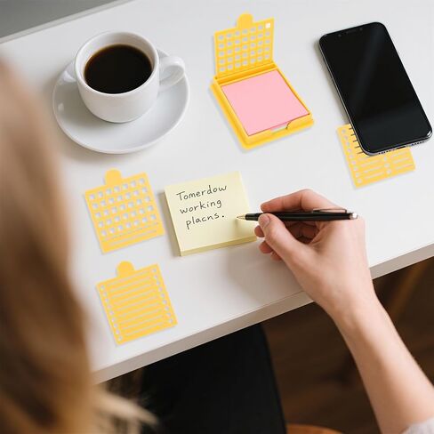 Sticky Note Stencil and Holder with Five Different Stencil, Black Reusable 3x3 Inch Post It Note Organizer for Desk in Saudi Arabia