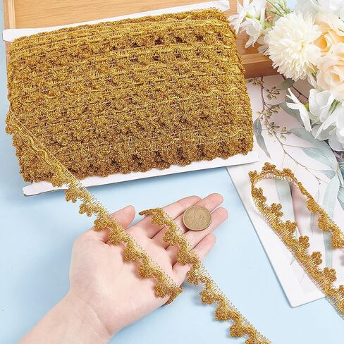 20 Yards Metallic Braid Trim 0.87 Inch Bright Gold Lace Trim Wave Pattern Decorative Trims Ribbon for Sewing Curtain Holdbacks Lampshades Wrapping Home Decor in Saudi Arabia