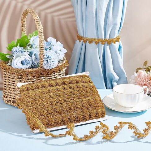 20 Yards Metallic Braid Trim 0.87 Inch Bright Gold Lace Trim Wave Pattern Decorative Trims Ribbon for Sewing Curtain Holdbacks Lampshades Wrapping Home Decor in Saudi Arabia