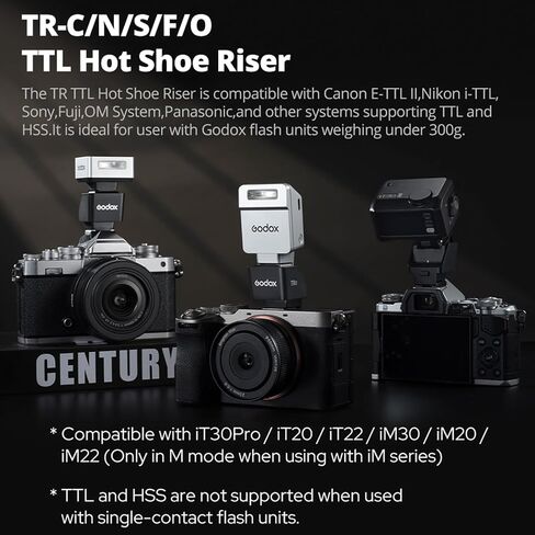 GODOX TR S TR-S TRS TTL Hot Shoe Riser for Godox Flash Sony iT30Pro-S iT30ProS iT20-S iT22-S iT30Pro-S, Speedlight Extender to Reduce Lens Shadow for Camera Flash (TRS for Sony) in Saudi Arabia